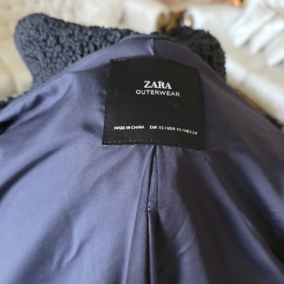 Zara Navy color Teddy Coat- Oversized - Picture 7 of 9